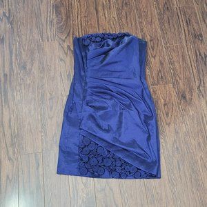 Jessica McClintock Royal Blue Metallic 90s Strapless Prom Wedding Cocktail Y2K